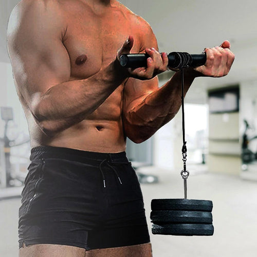 Forearm Wrist Grip Strength Roller Exercise Bar Home Gym Training