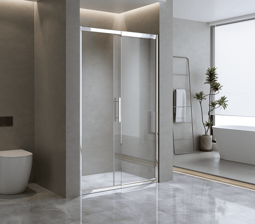100mm Adjustable (130-140cm) Wall to Wall Sliding Glass Shower Door with Shower Handle Style 2 - Chrome