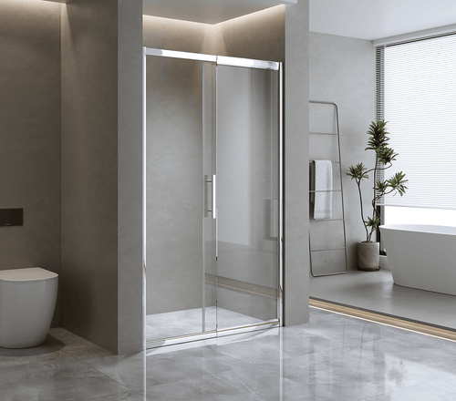 150mm Adjustable (155-170cm) Wall to Wall Sliding Glass Shower Door with Shower Handle Style 2 - Chrome
