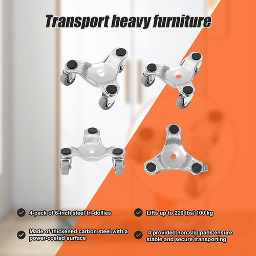 4 X All-purpose Dolly Metal Heavy Duty Furniture Mover Slider Set 