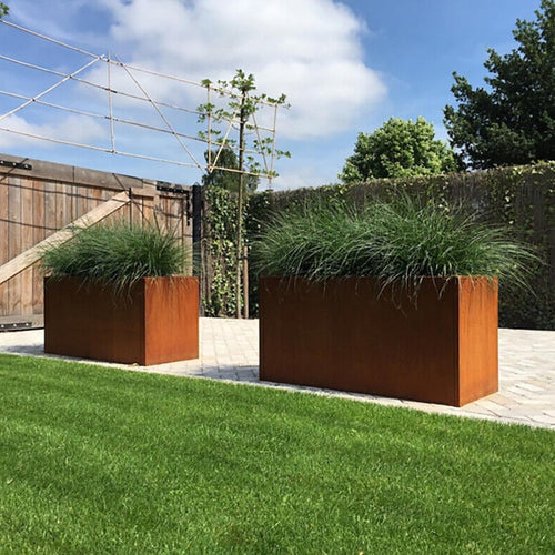 Corten Steel Planter Box 62x40x39cm Outdoor Garden Raised Bed with Rust Finish