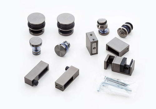 180cm Frameless Glass Sliding Shower Door with Gunmetal Rail and Hardware