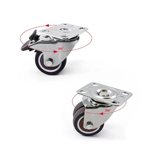 50mm Swivel Caster Wheels Set of 4 with Brakes Twin Wheel Design
