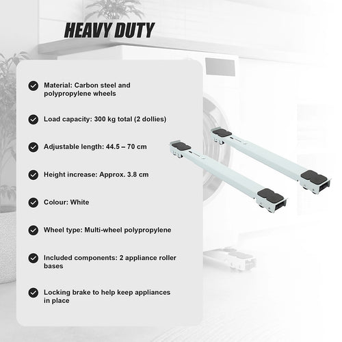 Appliance Rollers Dolly 300kg Load Adjustable Fridge Washing Machine Base