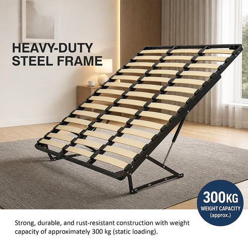 Gas Lift Bed Mechanism – King Bed Frame with Wooden Slats