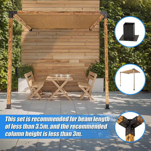 Roof Pergola Gazebo Shed Matte Black Steel Single Wall Mount with Coffee Screen Brackets DIY Kits