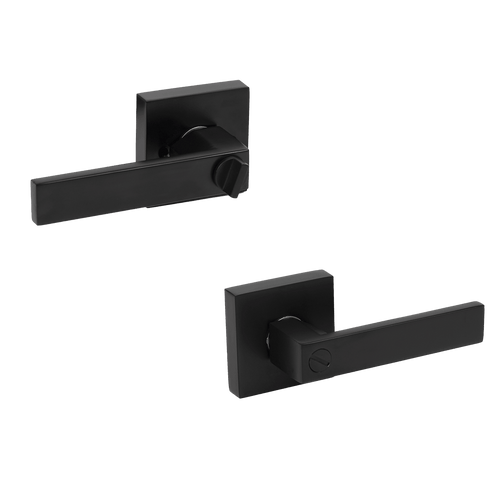 Door Handle Set Lever Privacy Function Square Black