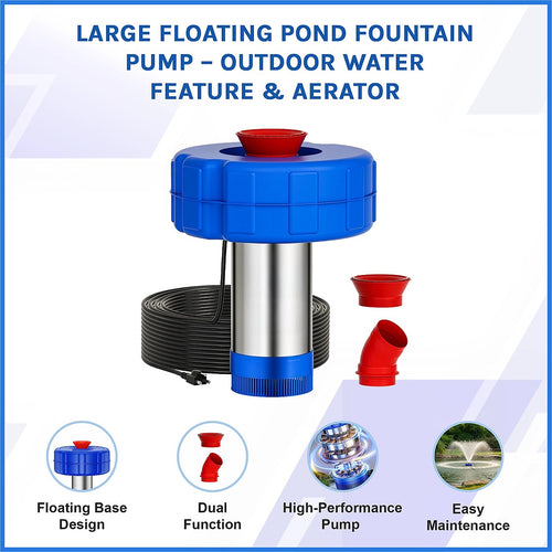 Large Floating Pond Fountain Pump for Outdoor Water Features & Efficient Aeration