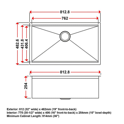 BRIENZ 32-inch Nano Workstation Ledge Undermount 16 Gauge Stainless Steel Kitchen Sink Single Bowl in Stainless Steel