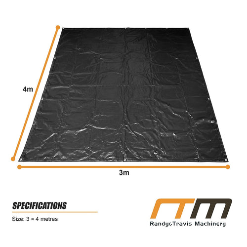3x4m 670gsm Extra Heavy Duty PVC Tarpaulin Waterproof Ground Cover