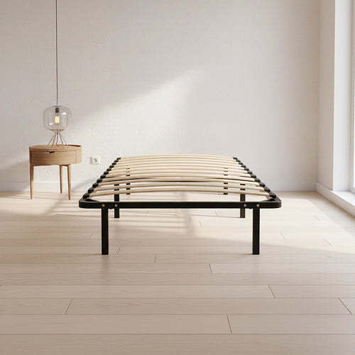 Single Metal Bed Base with Slats – Heavy-Duty Steel Frame