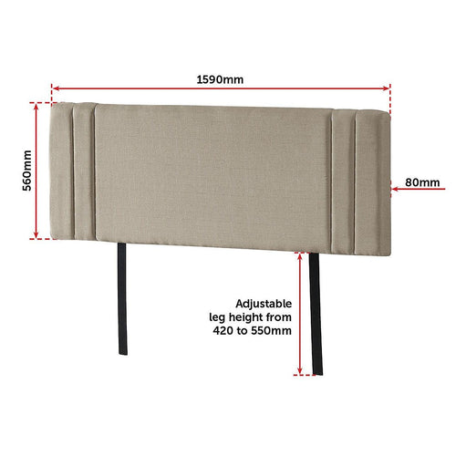 Beige Linen Fabric Queen Deluxe Headboard Bedhead