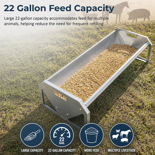 Heavy Duty Galvanised Livestock Feeding Trough 22 Gallon Sheep Goat Feeder