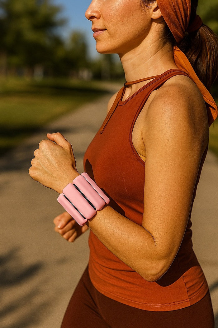 2-Piece Ankle & Wrist Weights – 2kg Pair Adjustable Workout Bangles (Pink)