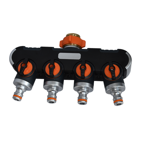 4 Way Hose Splitter Tap Water Garden Irrigation Distributor Valve