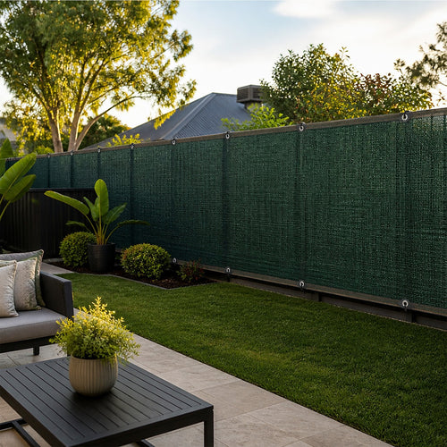 Fence Privacy Screen – 15mx2m Dark Green HDPE Mesh Windscreen