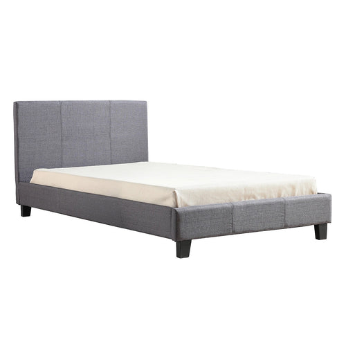 King Single Size Bed Frame with Headboard – Grey Linen Fabric
