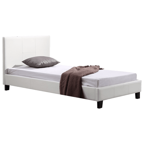 Single Bed Frame White PU Leather
