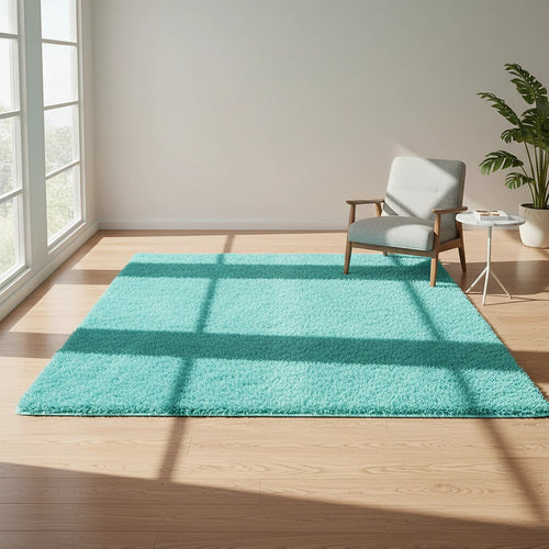 230x200cm Large Shaggy Floor Rug Area Carpet – Turquoise Soft Mat for Bedroom or Living Room Comfort