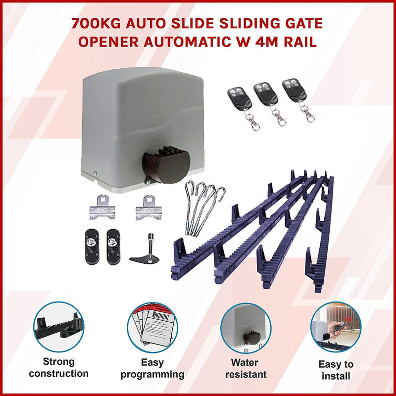 700KG Auto Slide Sliding Gate Opener Automatic w 4m Rail - DIY ...