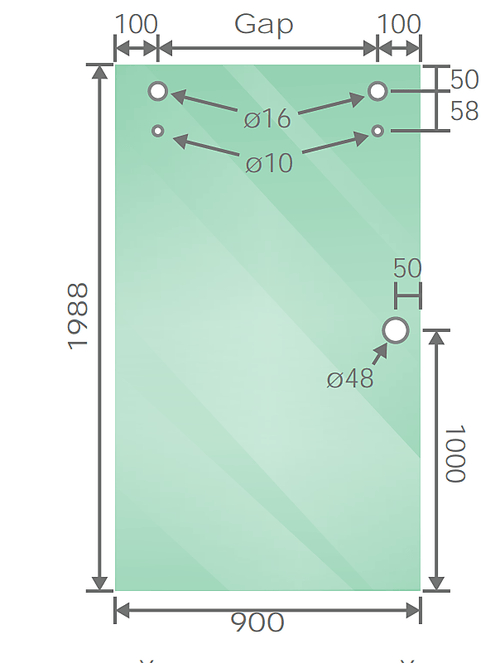 180x90cm Frameless Glass Sliding Corner Shower with Nickel Rail and Hardware