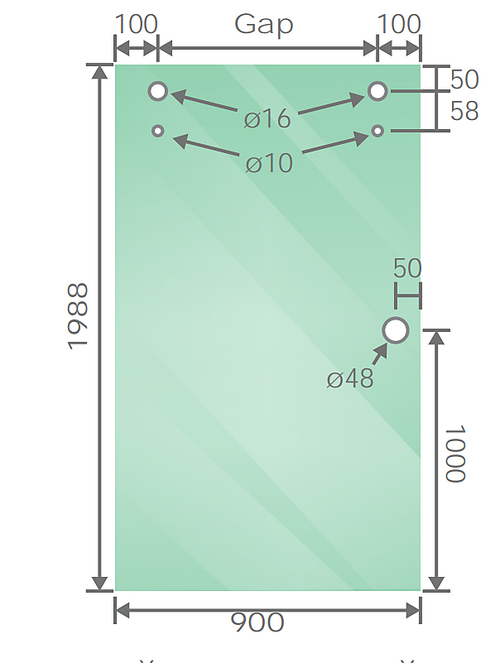 180cm Frameless Glass Sliding Shower Door – With Gunmetal Rail and Wall channel for Modern Bathrooms