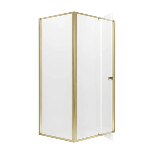 Adjustable Semi Frameless Shower Screen Front: (98~106)x195cm with Gold Hardware and Side: (77~80)x195cm
