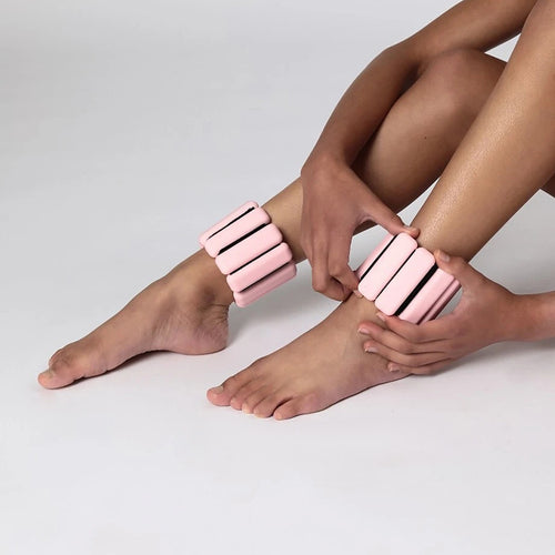 2-Piece Ankle & Wrist Weights – 1kg Pair Adjustable Workout Bangles (Pink)