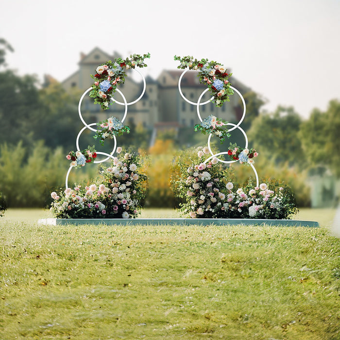 2pcs Round Wedding Arch Backdrop Rings Loops Flower Balloon Lawn Row Stand