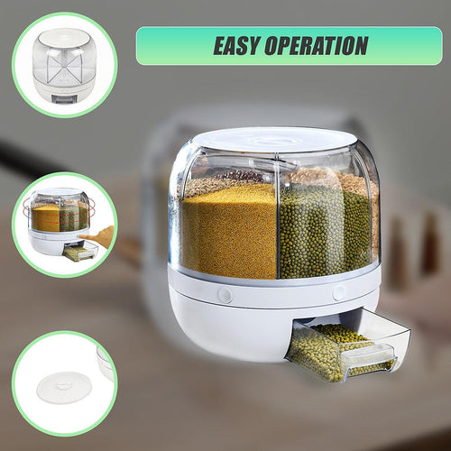 Rice Storage Cereal Dispenser Grain Container Rotating Dry Food Box