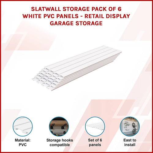 Slatwall Storage Pack for Retail Display Garage Storage - White PVC Panels