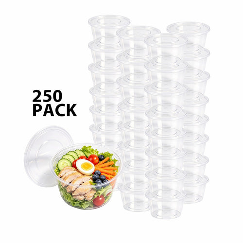 450mL Food Containers with Lids 500 Pack | BPA Free Round Takeaway Tubs