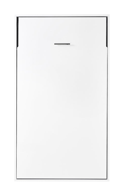 King-single Wall Bed in White Gloss – Space Saving Murphy Bed Kit with Black Door Handle