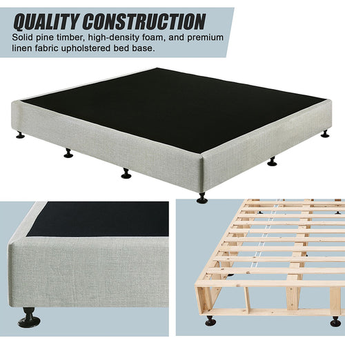 King Slatted Ensemble Bed Base - Platinum Light Grey Linen Breathable Cover