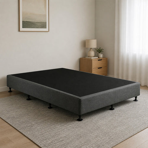 King Single Slatted Ensemble Bed Base - Graphite Linen Breathable Cover
