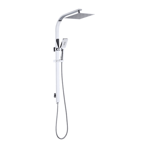 WELS 10" Chrome Rain Shower Head Set Square Dual Heads High Pressure with Handheld