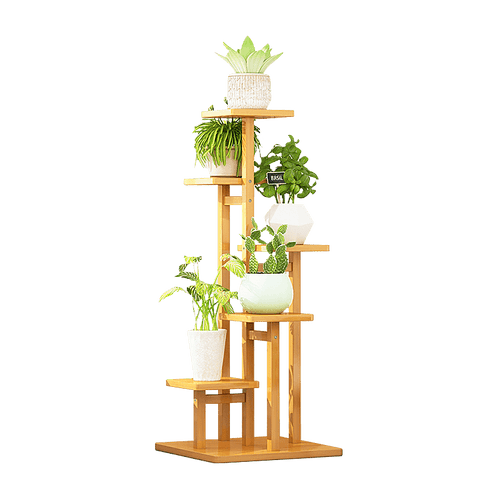 5 Tiers Vertical Bamboo Plant Stand Staged Flower Shelf Rack Outdoor Garden - Wood