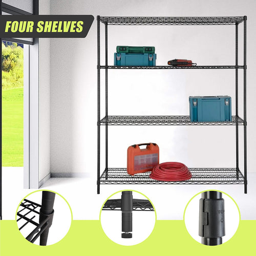Modular Wire Storage Shelf 1500 x 600 x 1800mm Steel Shelving - Baking Black Technology