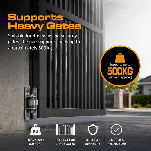Heavy Duty Gate Hinges 190mm Adjustable Sealed Bearing Pair
