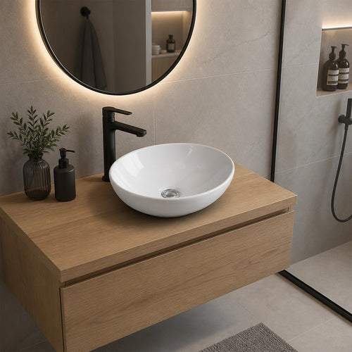 Ceramic Basin – 41cm Oval Above Counter Bathroom Sink