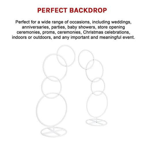 2pcs Round Wedding Arch Backdrop Rings Loops Flower Balloon Lawn Row Stand