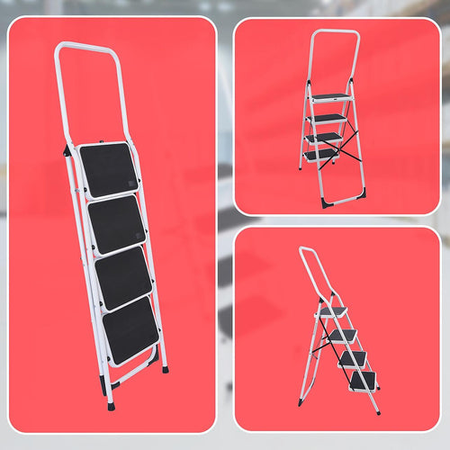 Foldable Non Slip 4 Step Steel Ladder