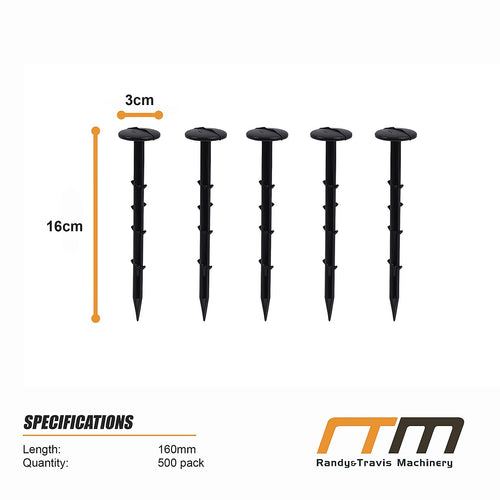 500 Pack Grass Pegs 160mm Lawn Turf Weed Mat Stakes