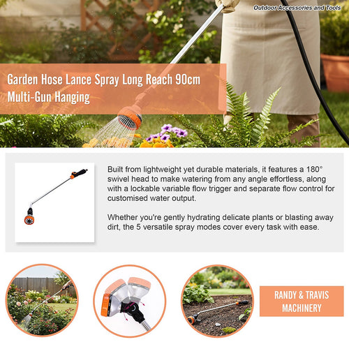 90cm Garden Hose Spray Lance – Long Reach Multi-Function Watering Gun