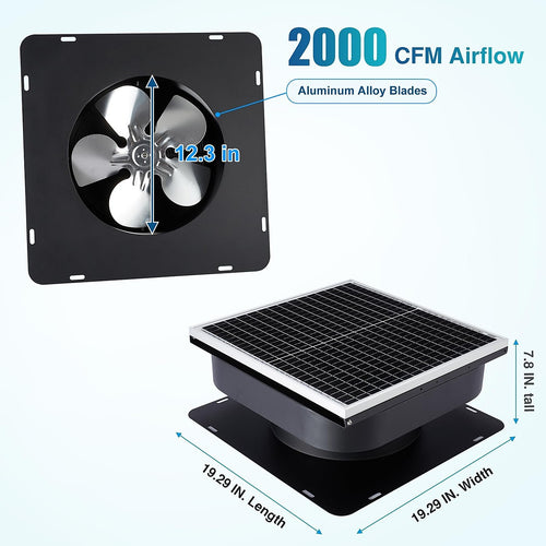 25-30W Solar Roof Vent Fan Exhaust for Home Garage & Van Ventilation