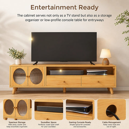 140cm TV Cabinet Bamboo Entertainment Unit