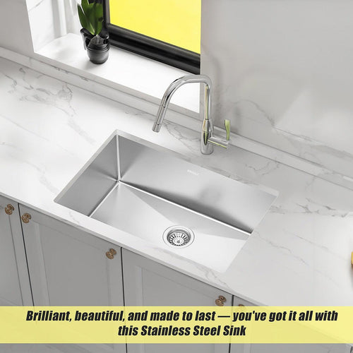 700x450mm Stainless Steel Handmade 1.5mm Sink with Waste in Stainless Steel with brushed finish Finish