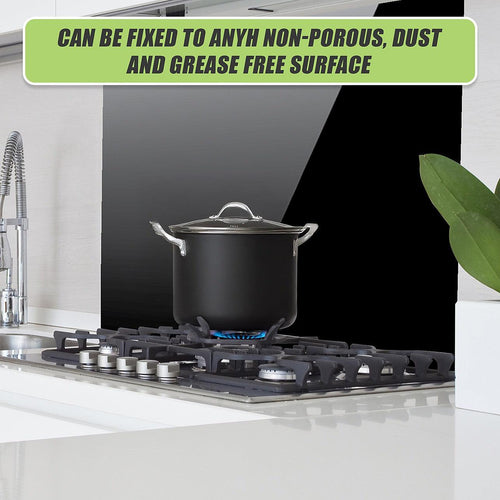 Toughened 90 x 70cm Black Glass Kitchen Splashback