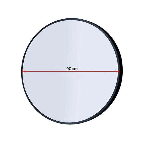 90cm Round Wall Mirror Bathroom Makeup Mirror by Della Francesca - Black