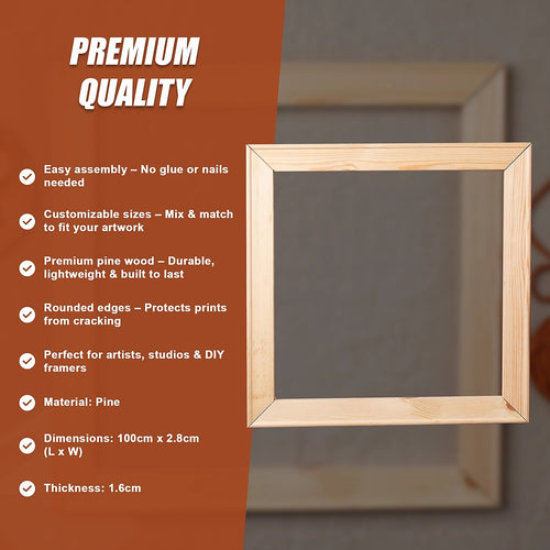 50-Piece Canvas Stretcher Bars – DIY Wooden Frame Kit for Canvas Art, Painting & Prints